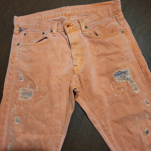 Denim & Supply Ralph Lauren Orange Distressed Slim Jeans - Picture 8 of 13
